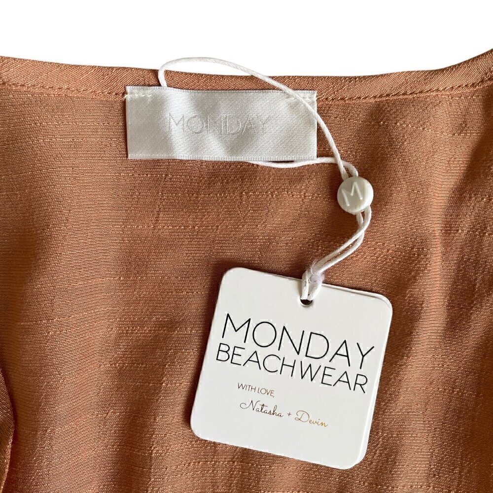 Monday Swimwear Tahiti Tie Top Sand Nude Size M Resort Blouse Vacation - Picture 4 of 7
